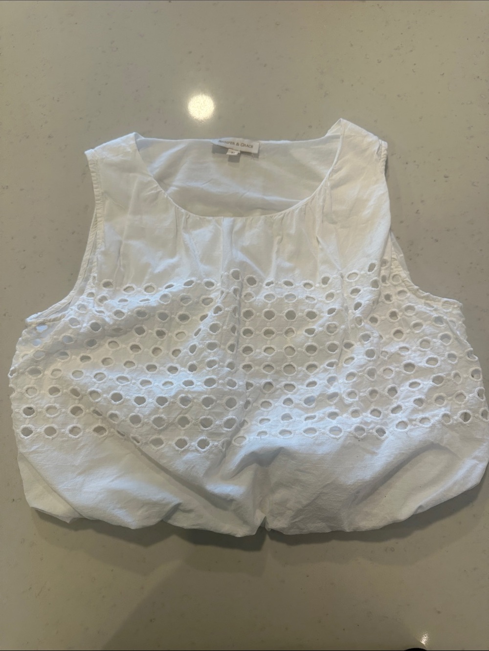 White Eyelet Sleeveless Cotton Camisole